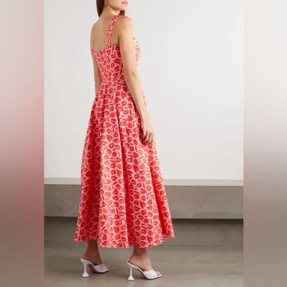 Brandon Maxwell Lip Print Silk A-line Maxi Dress - Picture 8 of 16